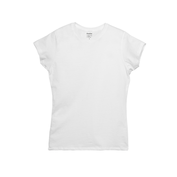 Camiseta de mujer con cuello redondo 100 % algodón peinado