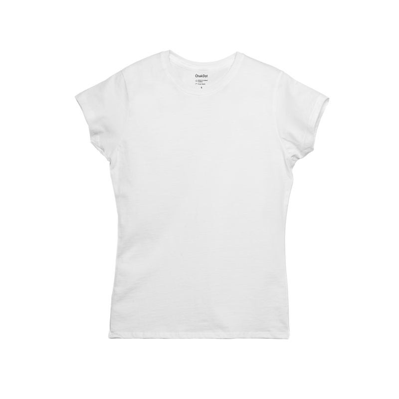 Camiseta de mujer con cuello redondo 100 % algodón peinado