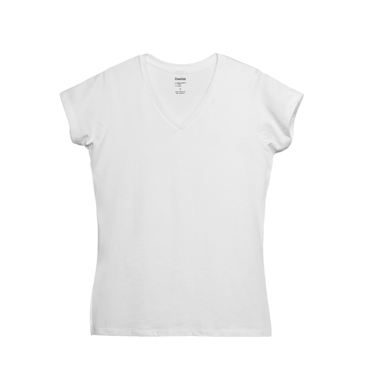 Camiseta de mujer con cuello en V 100 % algodón peinado 