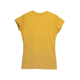 Camiseta de mujer con cuello redondo y mezcla de tres capas