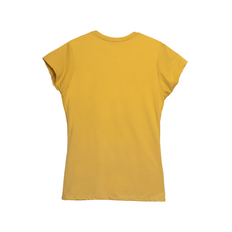 Camiseta de mujer con cuello redondo y mezcla de tres capas